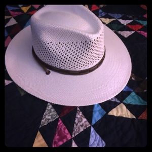 Panama style straw hat by “Stetson”.